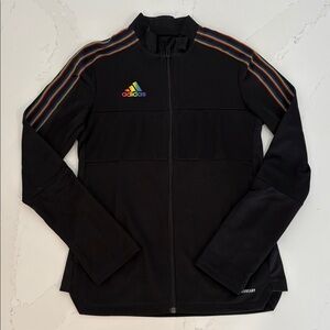 Adidas PRIDE - TIRO Track Soccer Jacket Zip Up Black Rainbow, size Small